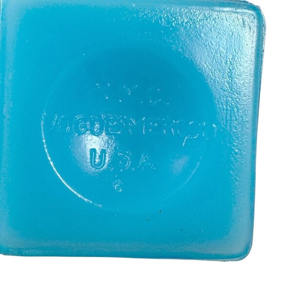 Akro Agate NYC Vogue Merc Blue Slag Toothpick Holder Urn Glass Vintage 1960s - Picture 6 of 7